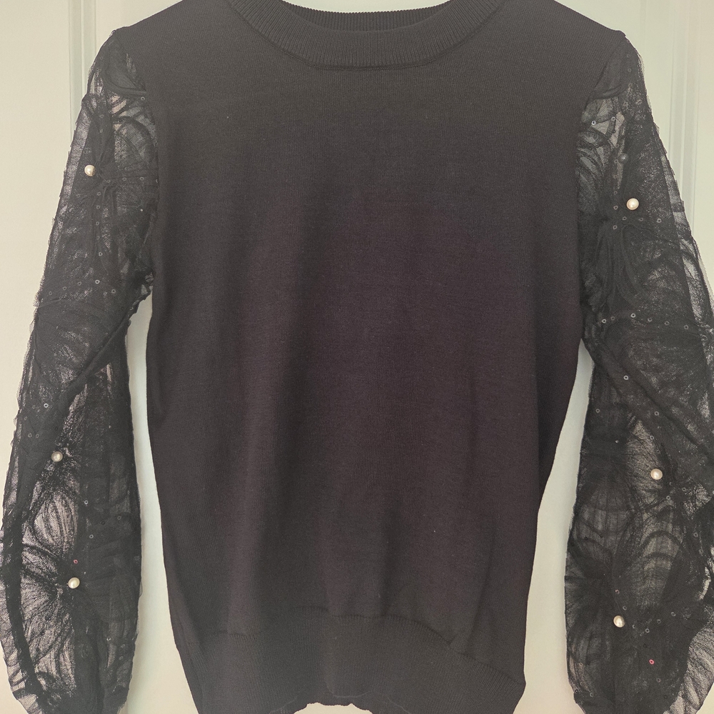 Chicwish Black Lace Sleeve Sweatshirt